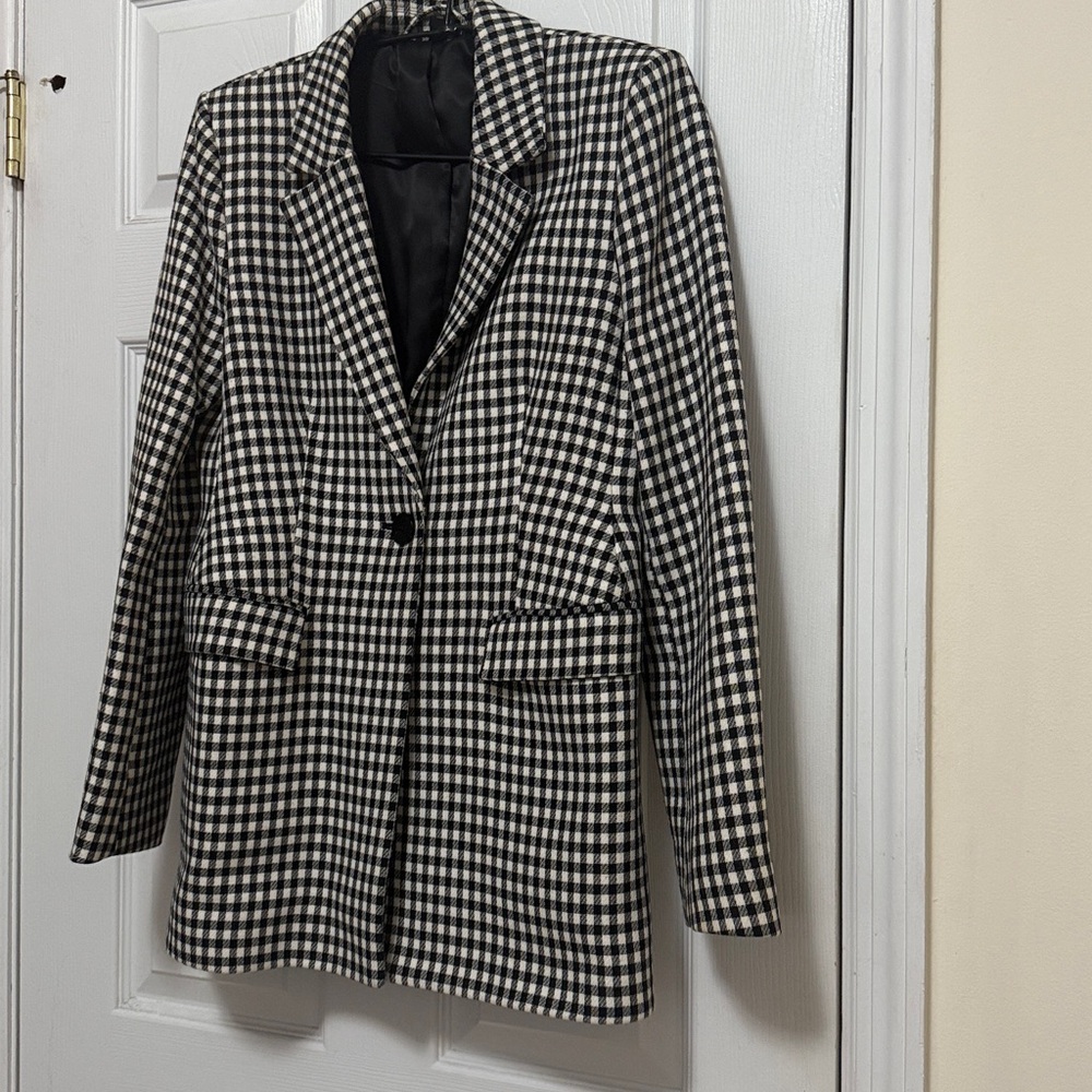& Other Stories Black and White Checkered Blazer